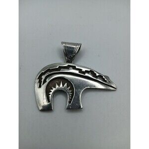 Glenn & Irene Sandoval GS Navajo Solid 925 Sterling Silver Arched Bear Pendant!